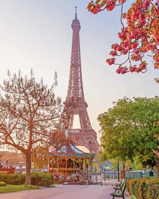 The Eiffel Tower Springtime In Paris Diamond Paintings