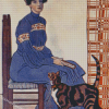 Vintage Woman In Chair With Cat Diamond Paintings