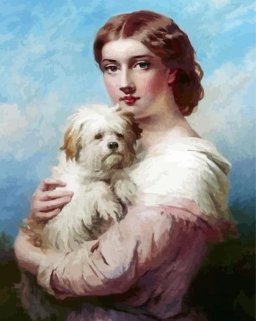 Vintage Woman And Dog Diamond Paintings