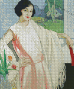 woman by George Telfer Bear Diamond Paintings