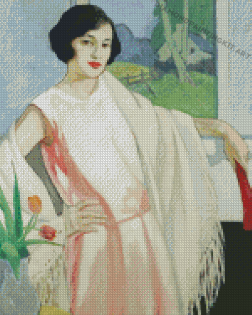 woman by George Telfer Bear Diamond Paintings