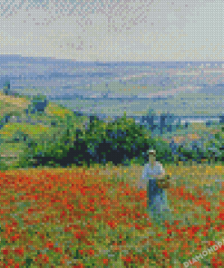 Woman In Poppy Field Diamond Paintings