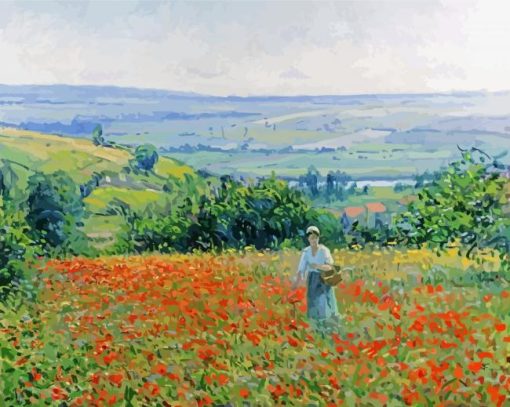 Woman In Poppy Field Diamond Paintings