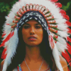 Woman Red Indian Headdress Diamond Paintings