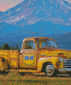 Yellow Camionnette Chevrolet Diamond Paintings