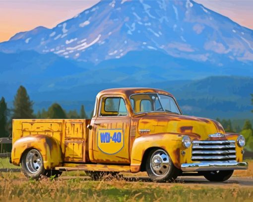 Yellow Camionnette Chevrolet Diamond Paintings