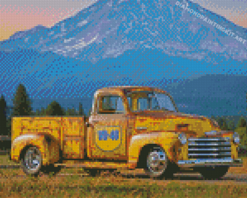 Yellow Camionnette Chevrolet Diamond Paintings