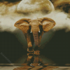 African Elephant Moon Reflection Diamond Paintings