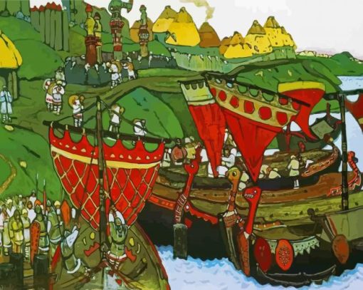 Ancient Russians At Dnieper By Nicholas Roerich Diamond Paintings