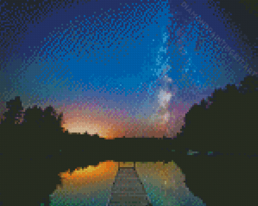 Beautiful Night Sky View At Moosehead Lake Maine Diamond Paintings