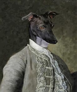 Black Greyhound Dog In Uniform Diamond Paintings