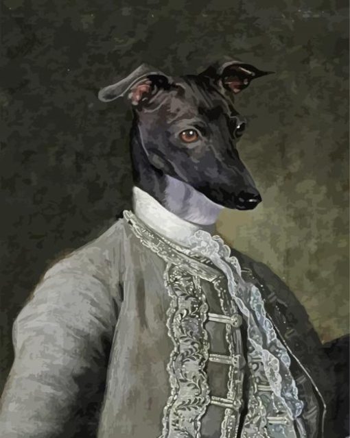 Black Greyhound Dog In Uniform Diamond Paintings