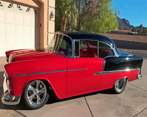 Black And Red 55 Chevrolet Diamond Paintings