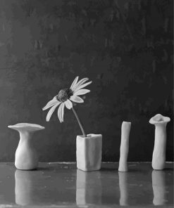 Black And White Daisy In A Vase Diamond Paintings