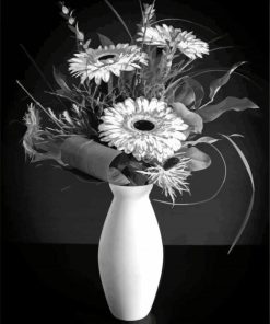 Black And White Daisy Vase Diamond Paintings