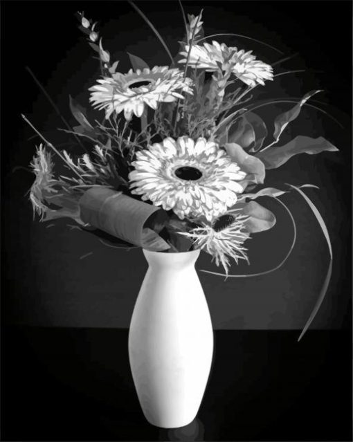 Black And White Daisy Vase Diamond Paintings