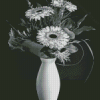 Black And White Daisy Vase Diamond Paintings