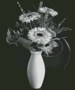 Black And White Daisy Vase Diamond Paintings