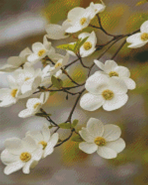 Blooming White Dogwoods Flowers Diamond Paintings