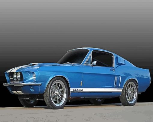 Blue Classic Ford Mustang Car Diamond Paintings