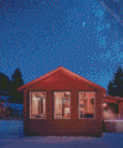 Cabin At Night Art Diamond Paintings