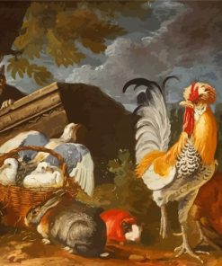 Chickens And Pigeons With Rabbits Diamond Paintings