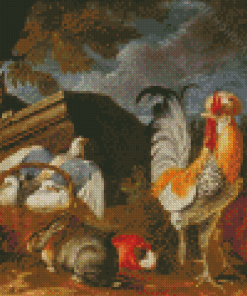 Chickens And Pigeons With Rabbits Diamond Paintings