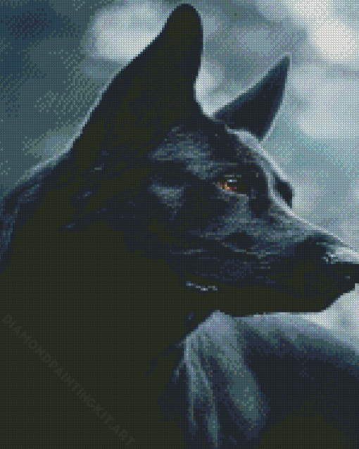 Close Up Black German Shepherd Diamond Paintings