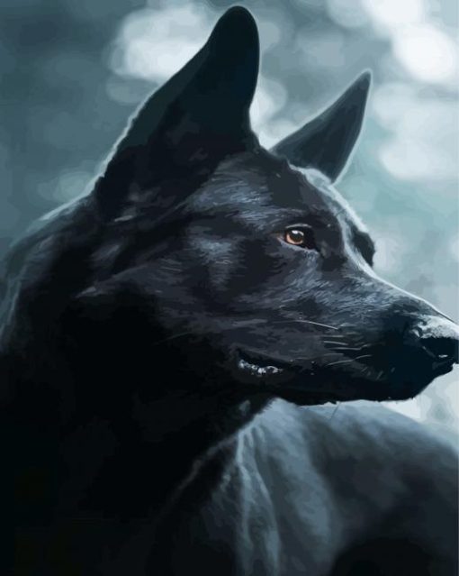 Close Up Black German Shepherd Diamond Paintings