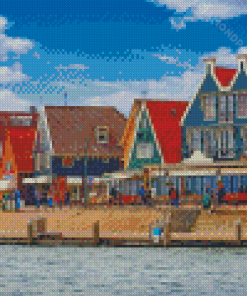 Colorful Buildings In Volendam Town Diamond Paintings