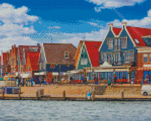 Colorful Buildings In Volendam Town Diamond Paintings