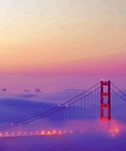 Golden Gate Bridge In Fog Light Diamond Paintings