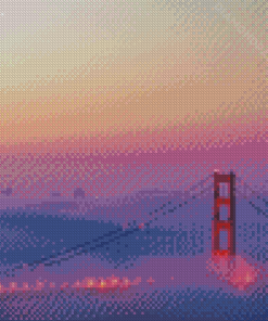 Golden Gate Bridge In Fog Light Diamond Paintings