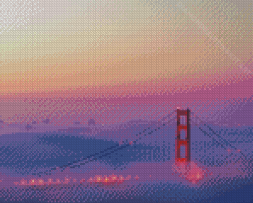 Golden Gate Bridge In Fog Light Diamond Paintings