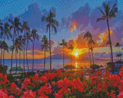 Hawaii Kaanapali Beach At Sunset Diamond Paintings