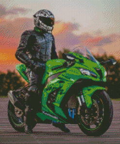 Kawasaki Ninja Motorcycle Driver Diamond Paintings