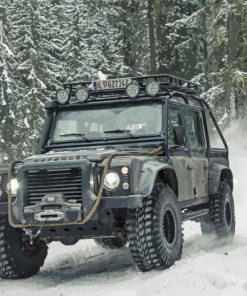 Land Rover Defender In Snow Diamond Paintings