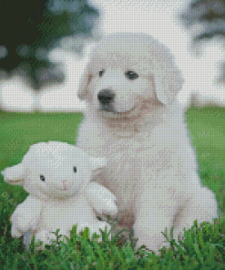 Maremma Sheepdog Puppy With A Stuffie Diamond Paintings