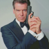 Pierce Brosnan Holding Gun Diamond Paintings