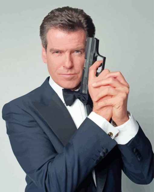 Pierce Brosnan Holding Gun Diamond Paintings