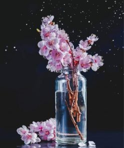 Pink Cherry Blossom In Glass Diamond Paintings