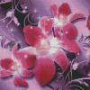 Pink Orchid And Pink Butterflies Diamond Paintings