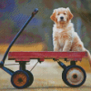 Puppy In Wagon Diamond Paintings