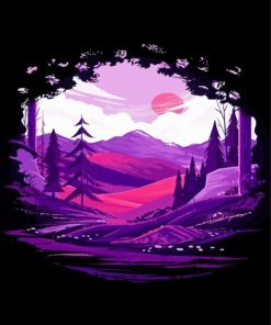 Purple Landscape Illustration Diamond Paintings