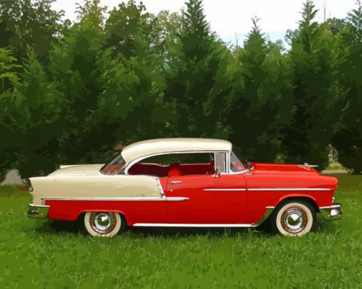 Red 55 Chevy Car Diamond Paintings