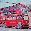 Red Vintage Trolleybus Diamond Paintings