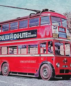 Red Vintage Trolleybus Diamond Paintings