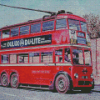 Red Vintage Trolleybus Diamond Paintings