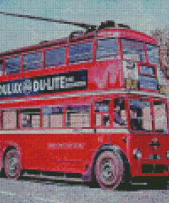 Red Vintage Trolleybus Diamond Paintings