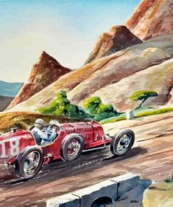 Red Old Race Car Diamond Paintings